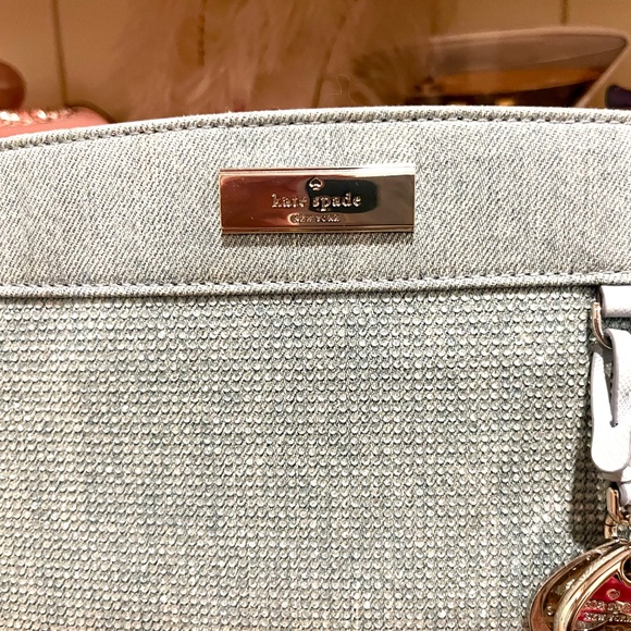 Kate Spade 🎁Denim Rhinestone Stud Madison Top Handle Crossbody Satchel Bag - Picture 4 of 11